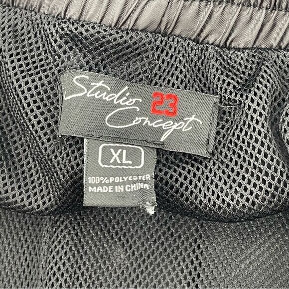 Studio Concept 23 Unisex Black Reflective Tape Y2K Drawstring Track Pants XL - Picture 4 of 16